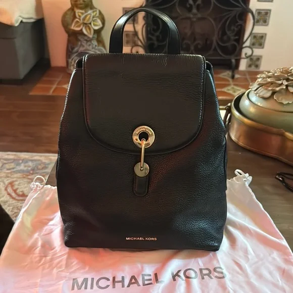 Michael Kors | Bags | Michael Kors Black Leather Backpack 
